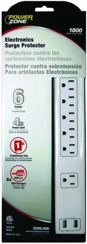 Power Zone Surge Protector Power Strip White