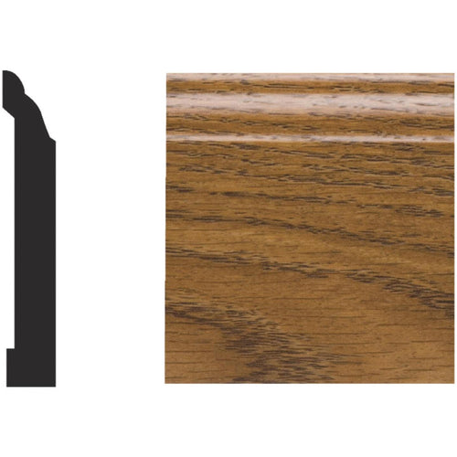 Royal 9/16 In. W. x 3-1/4 In. H. x 8 Ft. L. Highland Oak PVC Interior Colonial Base Molding