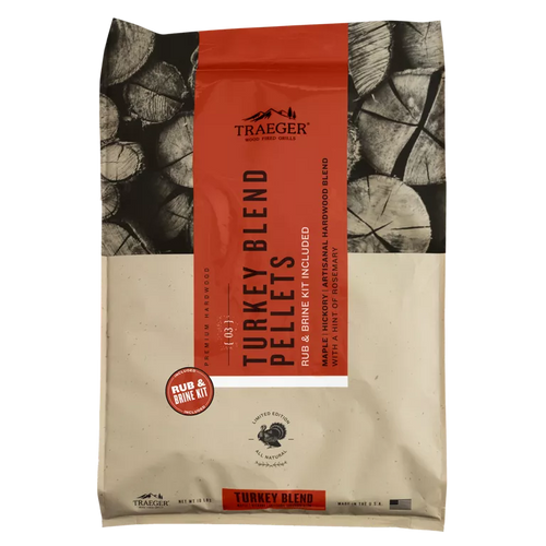 Traeger Turkey Blend Wood Pellets with Brine & Rub Kit