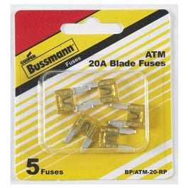 Mini Auto Blade Fuse, 20-Amp, Yellow, 5-Pk.