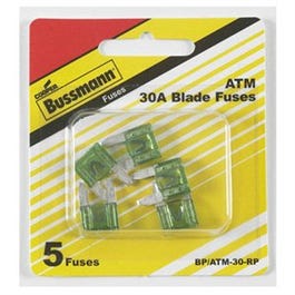 Automotive Fuses, Mini Blade, Green, 30-Amp, 5-Pk.
