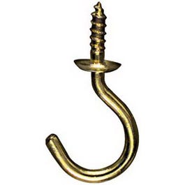 Cup Hook, Solid Brass, 4-Pk., 1-In.