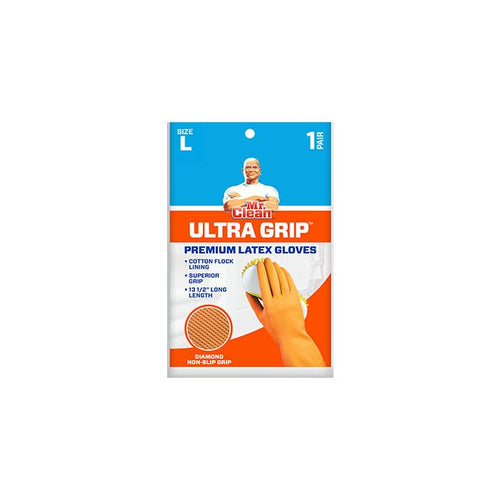 Mr. Clean 243037 Ultra Grip Latex Gloves with Grippers, Large, 1 Pair