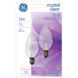 2-Pk., 15-Watt Clear Light Bulbs
