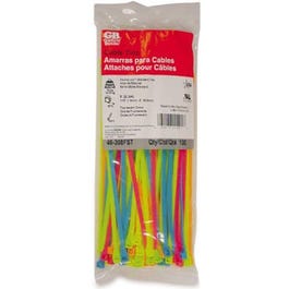 Fluorescent Cable Ties, Nylon, 8-in., 100-Pk.