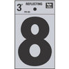 Address Number 8, Reflective Black Vinyl, 3-In.