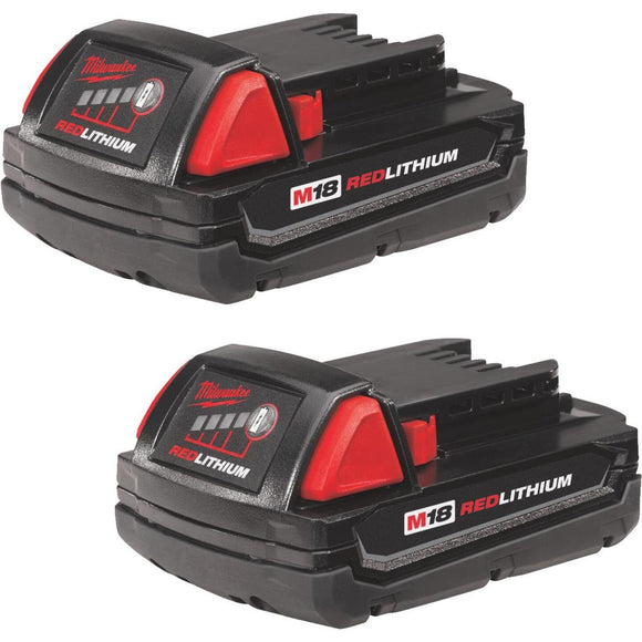 Milwaukee M18 REDLITHIUM 18 Volt Lithium-Ion 1.5 Ah Compact Tool Battery (2-Pack)