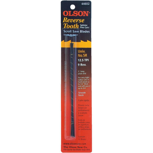 Olson 12.5TPI Reverse Tooth Plain End Scroll Saw Blade (12 Count)