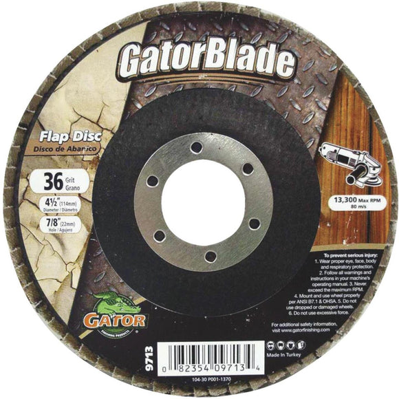 Gator Blade 4-1/2 In. x 7/8 In. 36-Grit Type 29 Angle Grinder Flap Disc