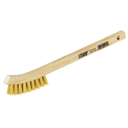 Forney 7-3/4 In. Curved Wood Handle Wire Brush with Brass Bristles