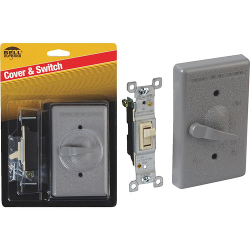 Bell Single Pole Vertical Mount Gray Weatherproof Outdoor Switch Cover