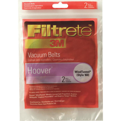 3M Filtrete Hoover Type 160 WindTunnel, Widepath, PowerMAX, and Tempo Vacuum Cleaner Belt (2-Pack)