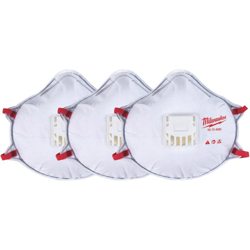 Milwaukee Disposable N95 Valved Respirator with Gasket (3-Pack)